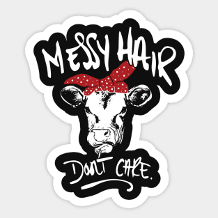 Funny Cow Saying, Messy Hair, Heifer Gift, Cow Lover graphic Sticker